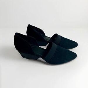 Eileen Fisher Black Suede Genuine Leather Almond Toe Pumps size 10